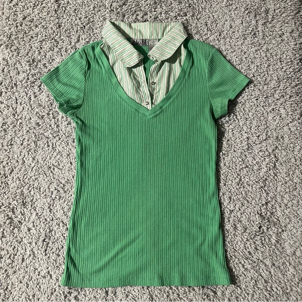 Vintage preppy Y2K green collars top